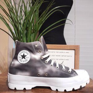 Converse All Star Gray White Platform Cloud Wash Lugged Hi Sneakers Women's 11
